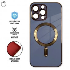 Capa iPhone 12 Pro Max - Magsafe Brilhosa Azul Aço